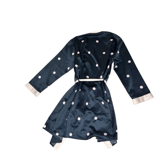 Kate Spade Polka Dot Robe Navy Blue/Pink Size Medium - Picture 4 of 8
